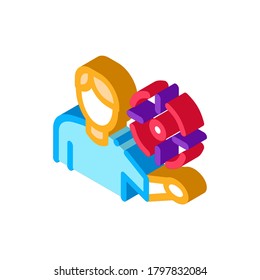 man about his goal icon vector. isometric man about his goal sign. color isolated symbol illustration