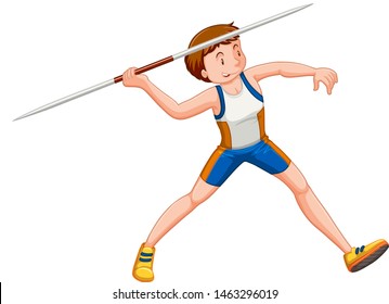 Man about to throw javelin isolated illustration