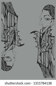 man abstract graphic composition. hand-drawn vector