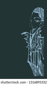 man abstract graphic composition. hand-drawn vector