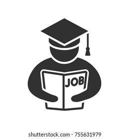 Man in academic cap looking for a job
