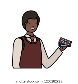 man with access ticket avatar character