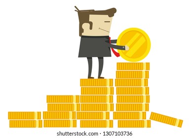 Man accommodating coins from his savings