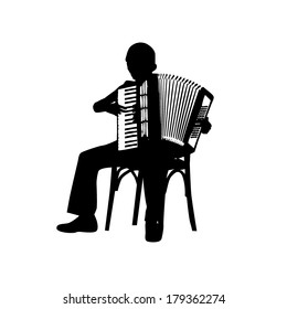 man with accordion.  Vector