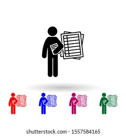 man with accounts degree multi color icon. Simple glyph, flat vector of student degree icons for ui and ux, website or mobile application