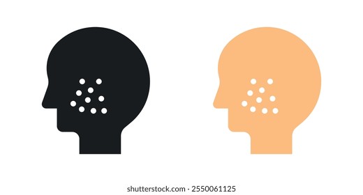 Man acne on face icon set in black and colored version