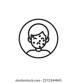 Man acne on face icon Vector flat thin line illustration