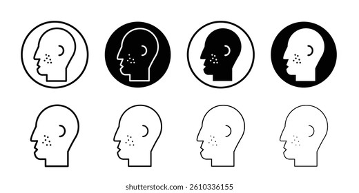 Man acne on face icon Flat fill set collection