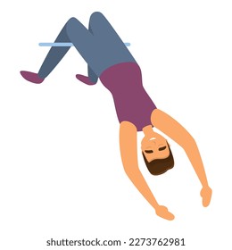 Vector de dibujos animados de un hombre acróbata. Cazo aéreo. Equilibrio de carnaval