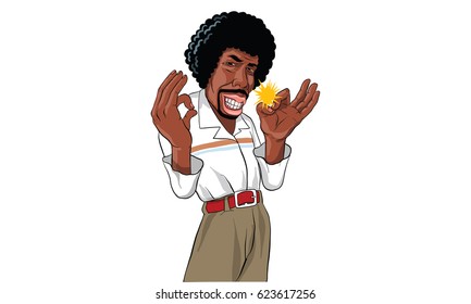 man actions, afro gut,mascot
