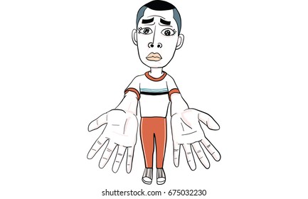 man in actions, empty money, poor man