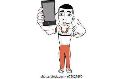 man in actions, man holding cellphone