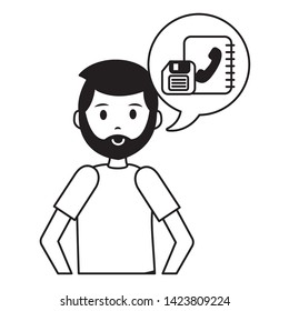 man address book talk bubble teacher day vector illustration