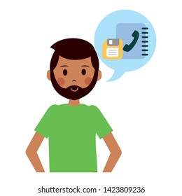 man address book talk bubble teacher day vector illustration