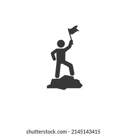 Das Abenteuer des Menschen ist eine Bergsymbol. Piktogramm-Abenteuer-Illustrationszeichen