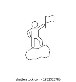 Man adventure flag mountain line icon. Element of pictogram adventure illustration