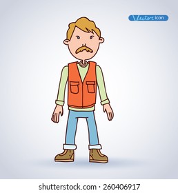 Man Adventurer explorer cartoon. vector illustration.