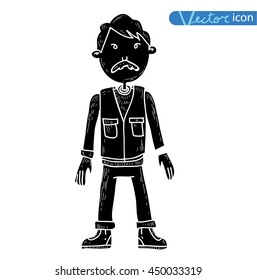Man Adventurer explorer cartoon. vector illustration.