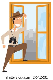 Man adventuring out of his office