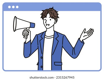 man advertising on the web