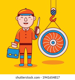 Man Aerospace Engineer Profession Cartoon Vector