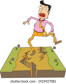 Man afraid of an earth quake.
