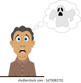 El hombre tenía miedo. Ilustración vectorial sobre el tema de las emociones.