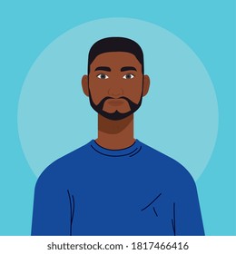 Mann afrikanisch mit Bart auf blauem Hintergrund, Vektorgrafik-Design
