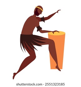 man with african drum isolated