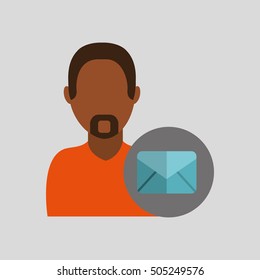 man african email message icon design graphic isolated vector illustration