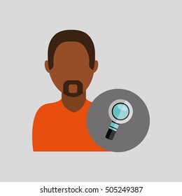 man african look search icon design graphic isolated vector illustration