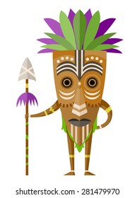 a man with an african mask
