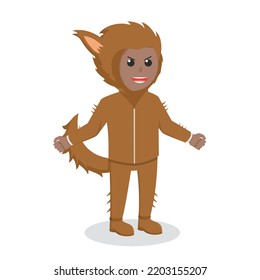 Man african With Werewolf Costume halloween design character on white background