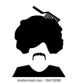 Man With Afro Comb In Hair