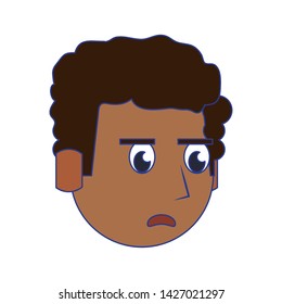 Man afro face angry head character cartoon vector illustration graphic design