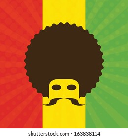 man with afro and flag of Ethiopia in background (vector illustration)