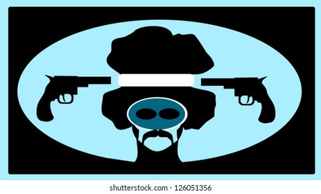 man with afro and guns design
