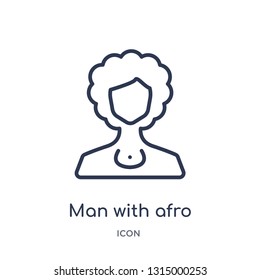man with afro hair style icon from people outline collection. Thin line man with afro hair style icon isolated on white background.