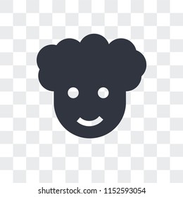 Man with afro hair style vector icon isolated on transparent background, Man with afro hair style logo concept