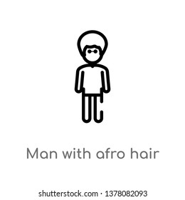 man with afro hair style vector line icon. Simple element illustration. man with afro hair style outline icon from people concept. Can be used for web and mobile