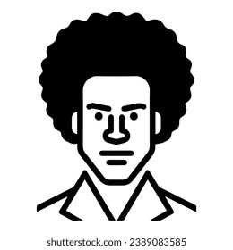 Man With Afro Hairstyle Flat Icon Isolated On White Background