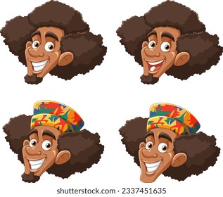 Man with Afro Hairstyle Vector Collection illustration