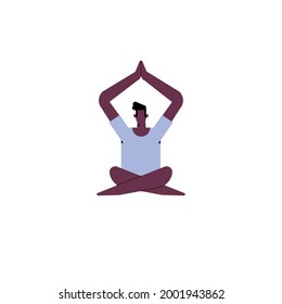 man afro practicing yoga lotus position