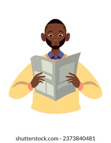 man afro libro de lectura aislado