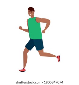 man afro running, sport recreation exercise vector illustration design
