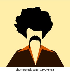 man with afro and seventies style fashion