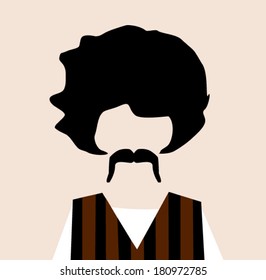 man with afro wearing striped vest