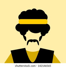 man with afro and yellow headband