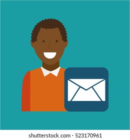 man afroamerican using laptop email media icon vector illustration eps 10