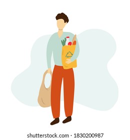 Man after grocery go home 